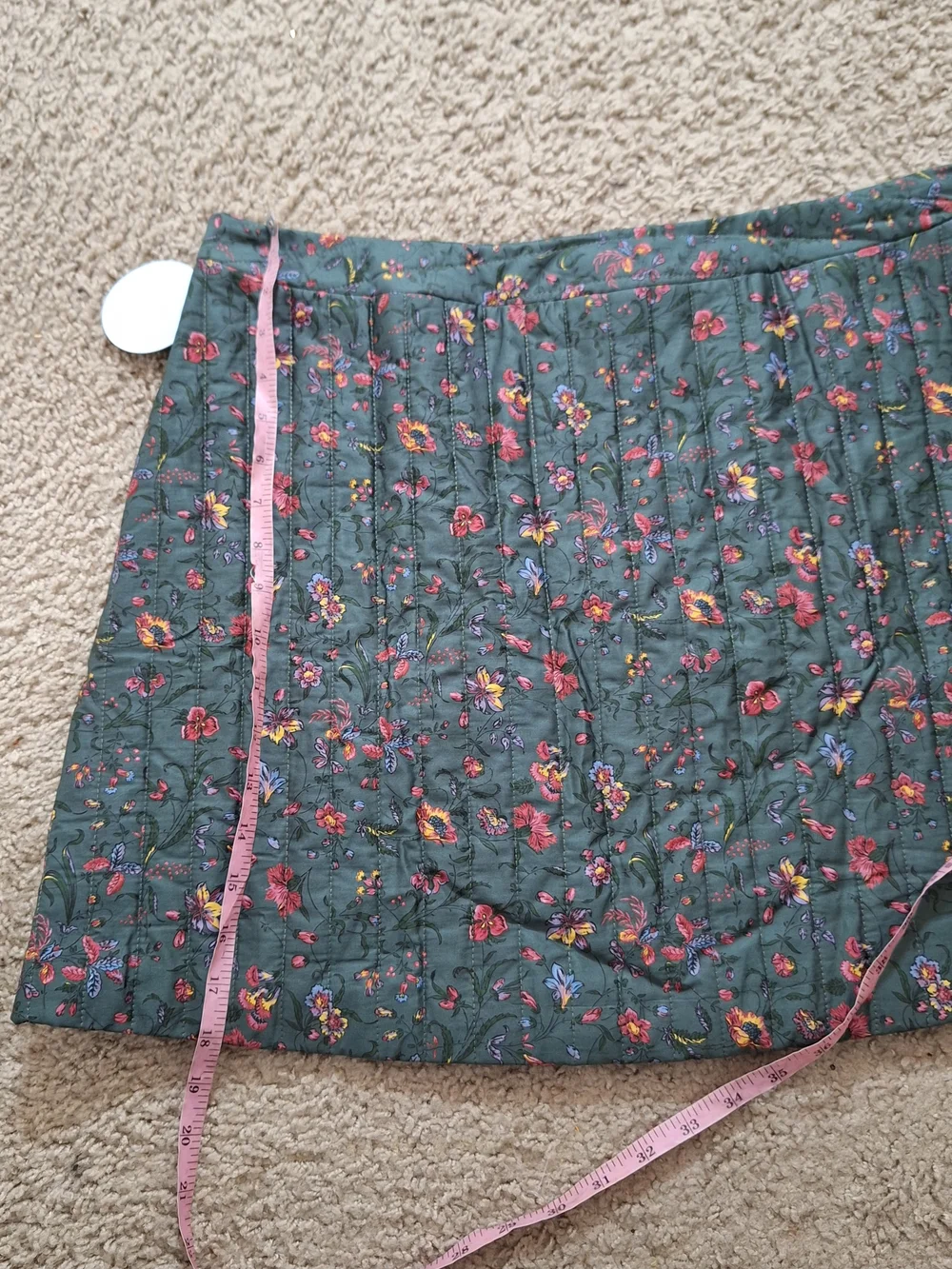 Hill House Home The Olivia Quilted Bottle Green Fleur Floral Mini Skirt Size XXL